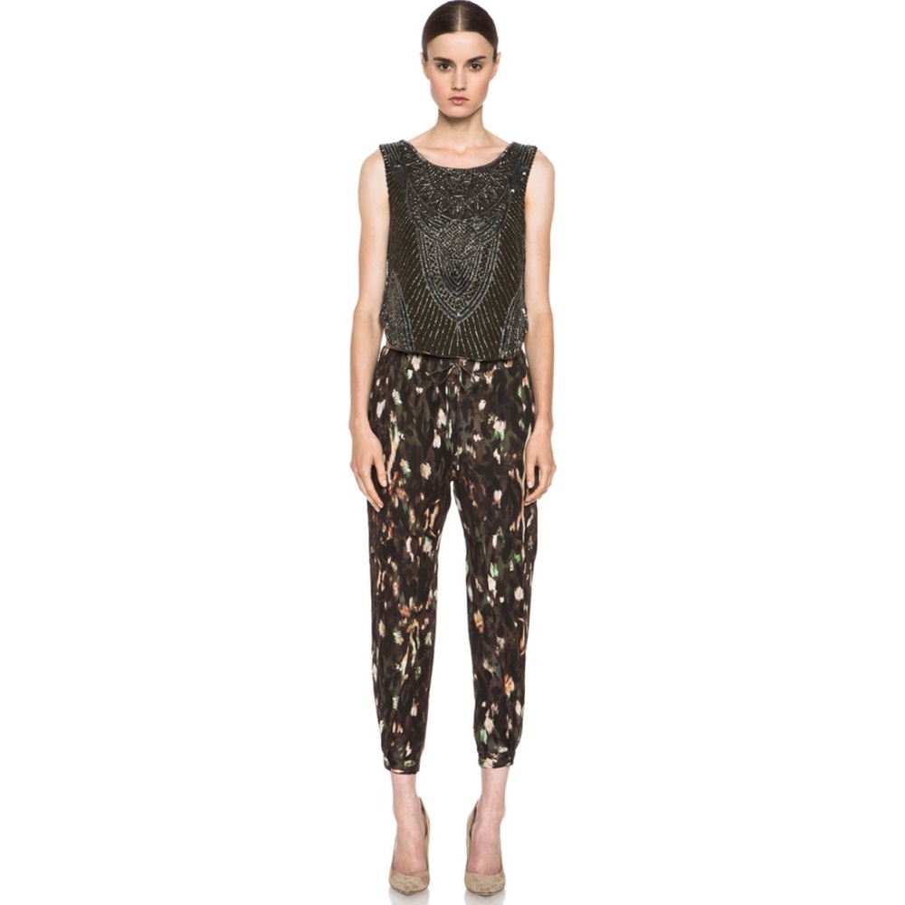 Haute Hippie brown black green print Keith silk cargo drawstring jogger pants - Picture 4 of 15